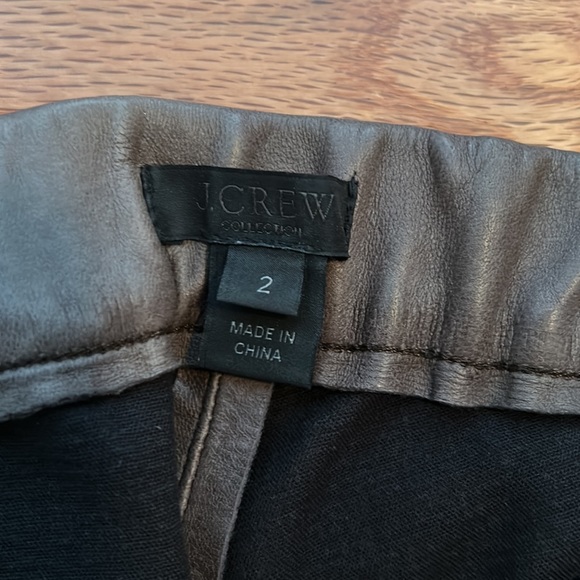 JCrew genuine leather pants EUC taupe small 2 - Picture 3 of 13